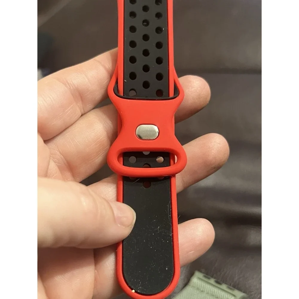 Nylon Blue Loop Band for Apple Watch (49/45/44mm) & red/black Silicone‎ Band